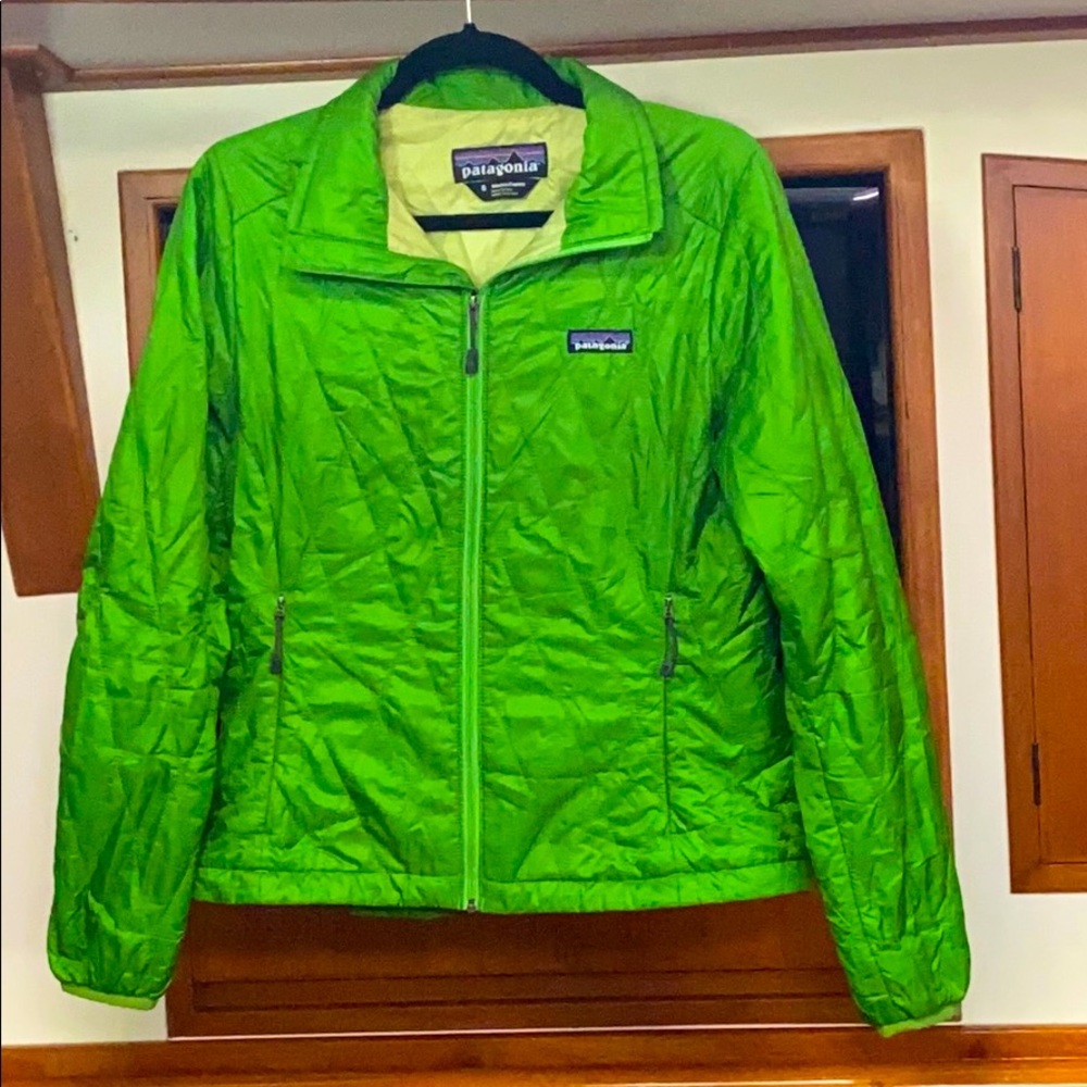 Green Patagonia down jacket